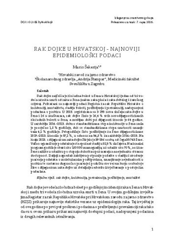 Rak dojke u Hrvatskoj - najnoviji epidemiološki podaci / Mario Šekerija