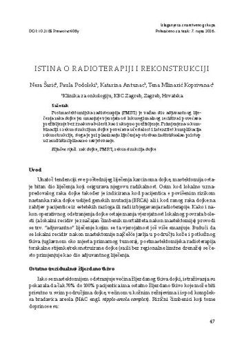 Istina o radioterapiji i rekonstrukciji / Nera Šarić, Paula Podolski, Katarina Antunac, Tena Mlinarić Koprivanac: