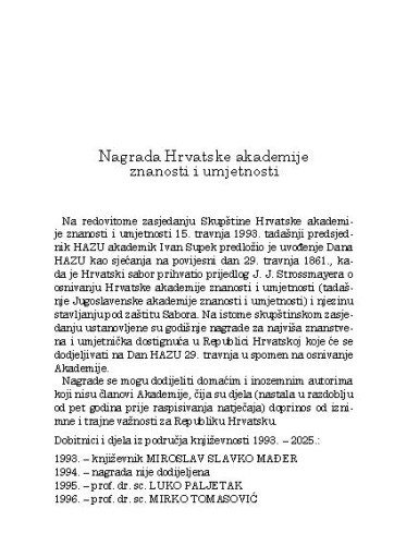 Nagrada Hrvatske akademije znanosti i umjetnosti