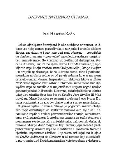 Dnevnik intimnog čitanja / Iva Hraste-Sočo