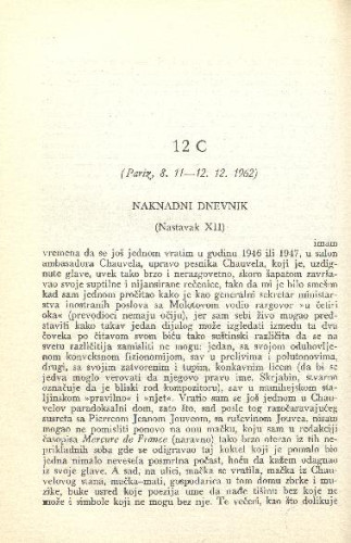 12 C : (Pariz, 8. 11.-12. 12. 1962) : [nastavak] / M. Ristić