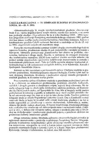 IX seminari europeo d'etnomusicologia, Calella/Barcelona, 10.-15. 9. 1993.. / Svanibor Pettan