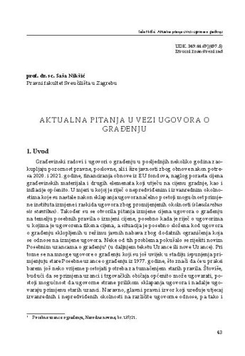 Aktualna pitanja u vezi ugovora o građenju / Saša Nikšić