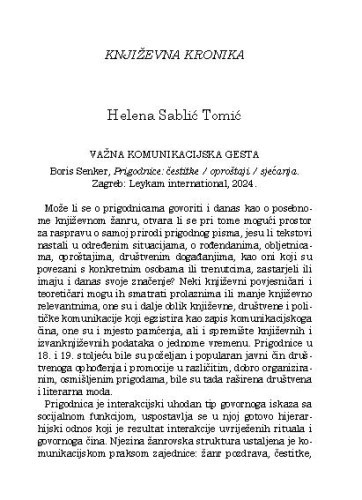 Književna kronika / Helena Sablić Tomić