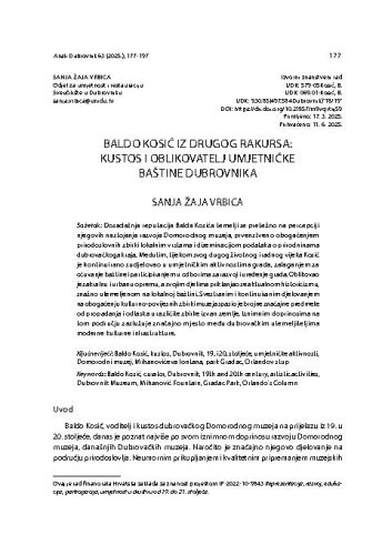 Baldo Kosić iz drugog rakursa: kustos i oblikovatelj umjetničke baštine Dubrovnika / Sanja Žaja Vrbica