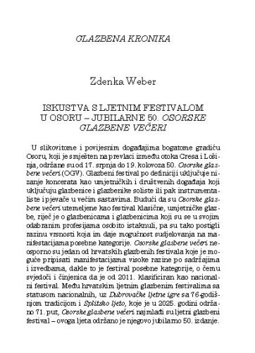 Glazbena kronika / Zdenka Weber