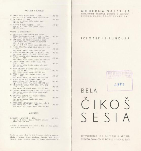 Bela Čikoš Sesia : Izložbe iz fundusa