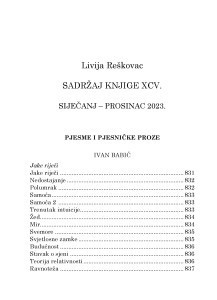 Sadržaj knjige 95. : siječanj-prosinac 2023. / Livija Reškovac