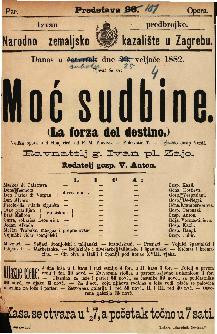 Moć sudbine : Velika opera u 4 či na / Uglasbio Josip Verdi  =  La forza del destino