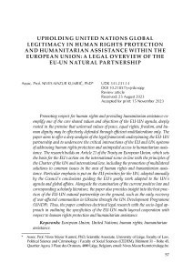 Upholding United Nations Global Legitimacy in Human Rights Protection and Humanitarian Assistance within the European Union: A Legal Overview of the EU-UN Natural Partnership / Nives Mazur Kumrić