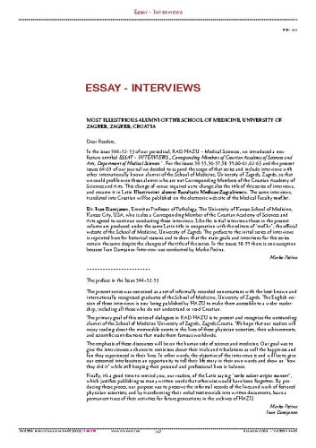 Essay - Interviews / Marko Pećina, Ivan Damjanov, Ana Barač, Dimitri Krainc