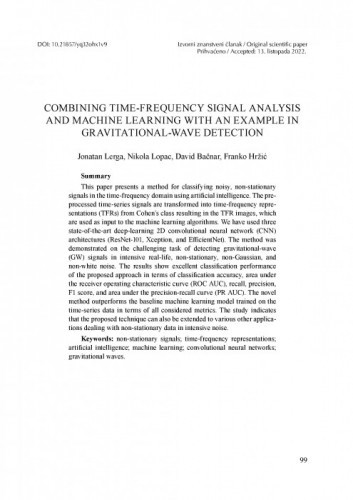 Combining Time-Frequency Signal Analysis and Machine Learning with an Example in Gravitational-Wave Detection / Jonatan Lerga, Nikola Lopac, David Bačnar, Franko Hržić
