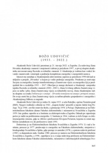 Božo Udovičić (1933. - 2022.) : [nekrolog] / Mladen Zeljko, Ignac Lovrek
