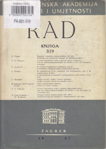 Knj. 8(1961)=knj. 319 / urednik Josip Lončar
