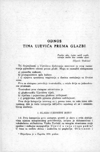 Odnos Tina Ujevića prema glazbi / L. Županović