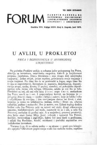 U avliji, u prokletoj : priča i egzistencija u Andrićevoj umjetnosti / I. Frangeš