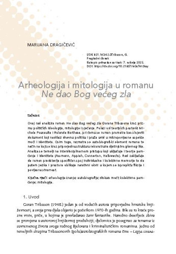 Arheologija i mitologija u romanu Ne dao Bog većeg zla / Marijana Dragičević