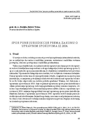 
Spor pune jurisdikcije prema Zakonu o upravnim sporovima iz 2024. / Bosiljka Britvić Vetma