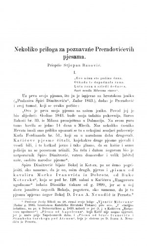 Nekoliko priloga za poznavańe Preradovićevih pjesama / S. Banović