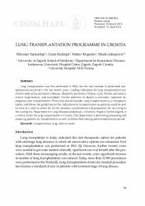 Lung transplantation programme in Croatia / Miroslav Samaržija, Gzim Redžepi, Walter Klepetko, Marko Jakopović