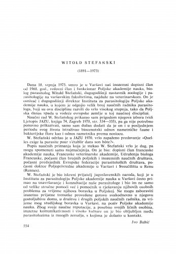 Witoťd Stefański (1891-1973) : [nekrolozi] / I. Babić