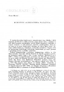 Rukopisi Aleksandra Patačića / T. Matić