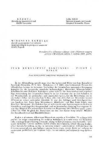Ivan Kukuljević Sakcinski : život i djelo / Miroslav Kurelac