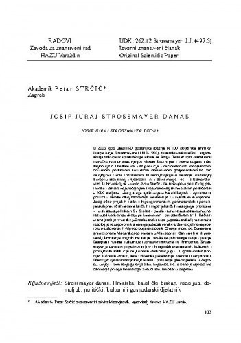 Josip Juraj Strossmayer danas / Petar Strčić