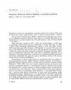 Simpozij: Kulturna baština Balkana i seizmički problemi / Sena Sekulić