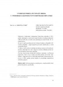 Uvođenje poreza po tonaži broda u pomorsko zakonodavstvo Republike Hrvatske / Dorotea Ćorić