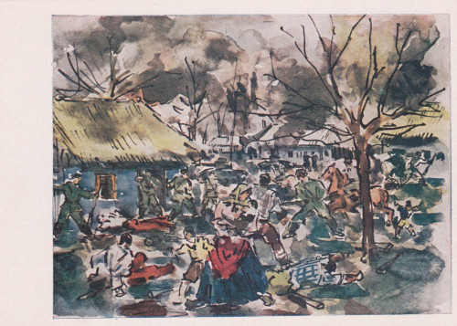 Vanja Radauš: Pokolj (akvarel)