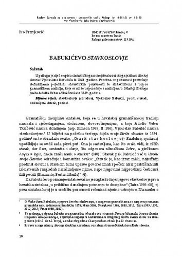 Babukićevo Stavkoslovje / Ivo Pranjković