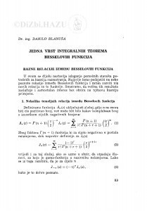 Jedna vrst integralnih teorema Besselovih funkcija / D. Blanuša