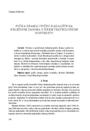 Pučka drama i pučko kazalište na Krležinim danima u širem teatrološkom kontekstu / Ozana Iveković
