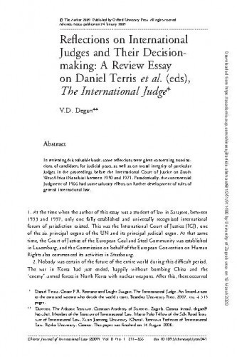 Reflections on International Judges and their Decision-Making: A Review Essays on Daniel Terris et al. (eds), The International Judge / V.D. Degan