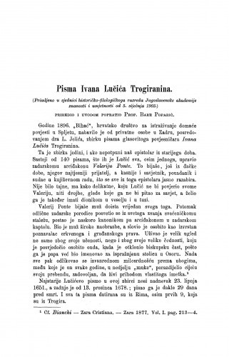 Pisma Ivana Lučića Trogiranina / Bare Poparić