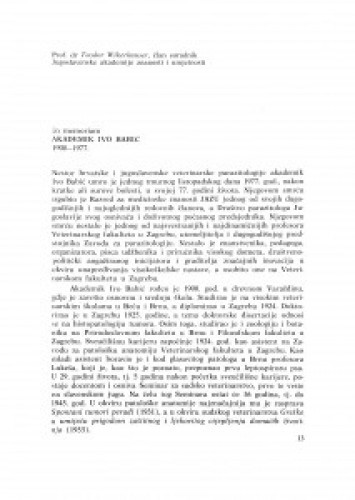 In memoriam : akademik Ivo Babić 1900-1977. / T. Wikerhauser