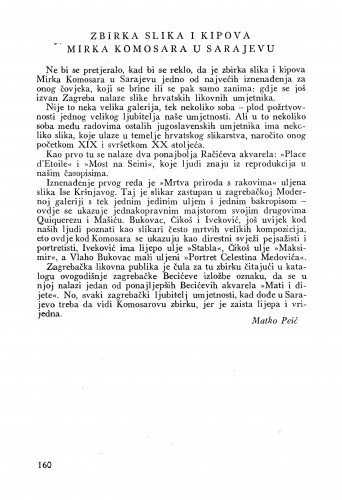 Zbirka slika i kipova Mirka Komosara u Sarajevu / Matko Peić