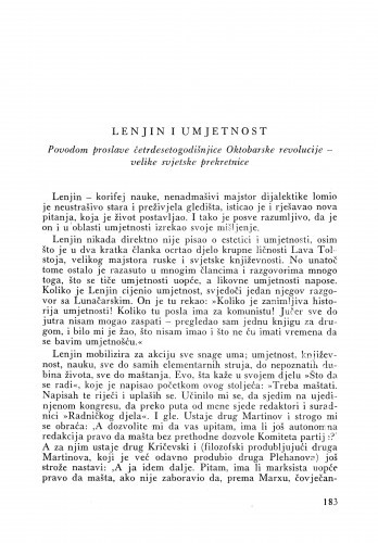 Lenjin i umjetnost / Vanja Radauš