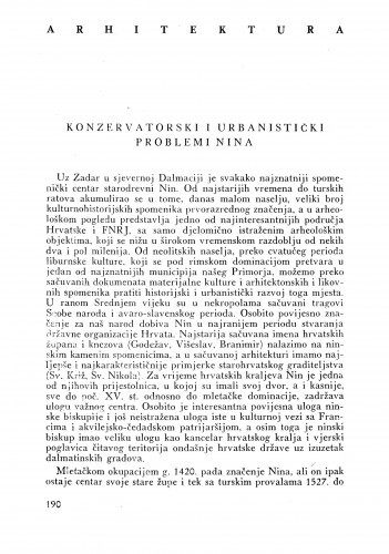 Konzervatorski i urbanistički problemi Nina / Grga Oštrić