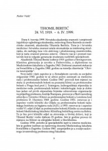Tihomil Beritić : 24.VI.1919.-6.IV.1999.
