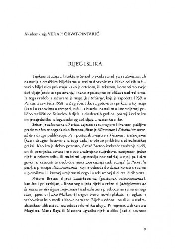 Riječ i slika : [komemorativni esej] / Vera Horvat Pintarić
