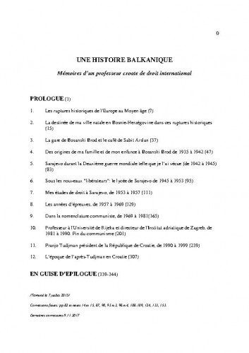 Une histoire Balkanique : Mémoires d’un professeur croate de droit international / Vladimir-Đuro Degan