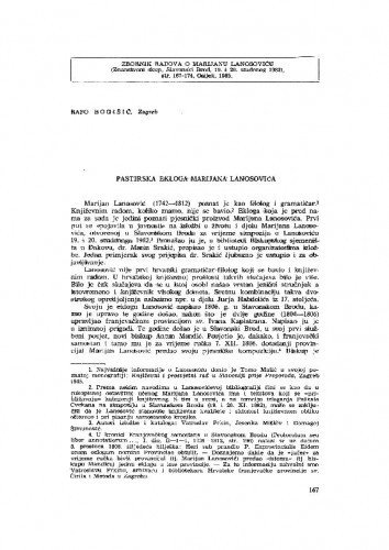 Pastirska ekloga Marijana Lanosovića. Ecloga ... domino Antonio Mandich / Rafo Bogišić
