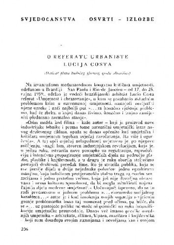 O referatu urbaniste Lucija Costa / Vinko Zlamalik