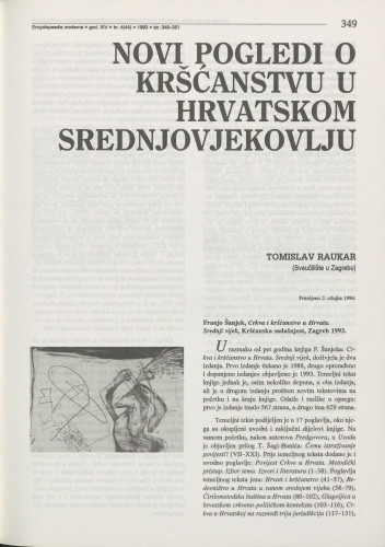 Novi pogledi o kršćanstvu u hrvatskom srednjovjekovlju / Tomislav Raukar