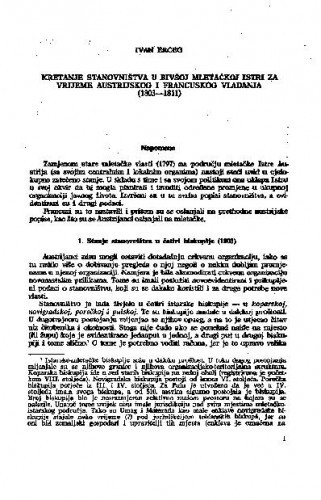 Kretanje stanovništva u bivšoj mletačkoj Istri za vrijemeaustrijskog i francuskog vladanja (1803-1811) / Ivan Erceg