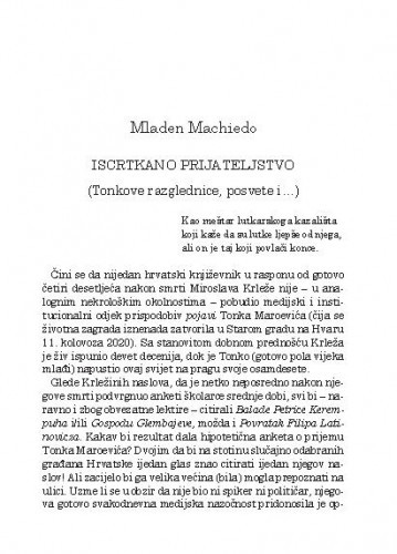 Iscrtkano prijateljstvo : (Tonkove razglednice, posvete i ...) / Mladen Machiedo
