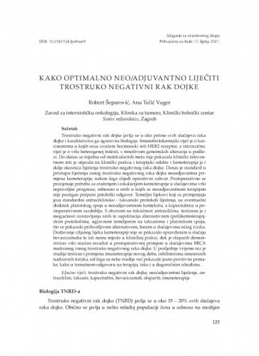 Kako optimalno neo/adjuvantno liječiti trostruko negativni rak dojke / Robert Šeparović, Ana Tečić Vuger