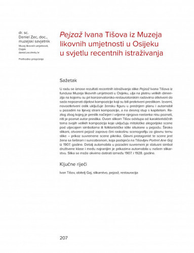 Pejzaž Ivana Tišova iz Muzeja likovnih umjetnosti u Osijeku u svjetlu recentnih istraživanja / Daniel Zec